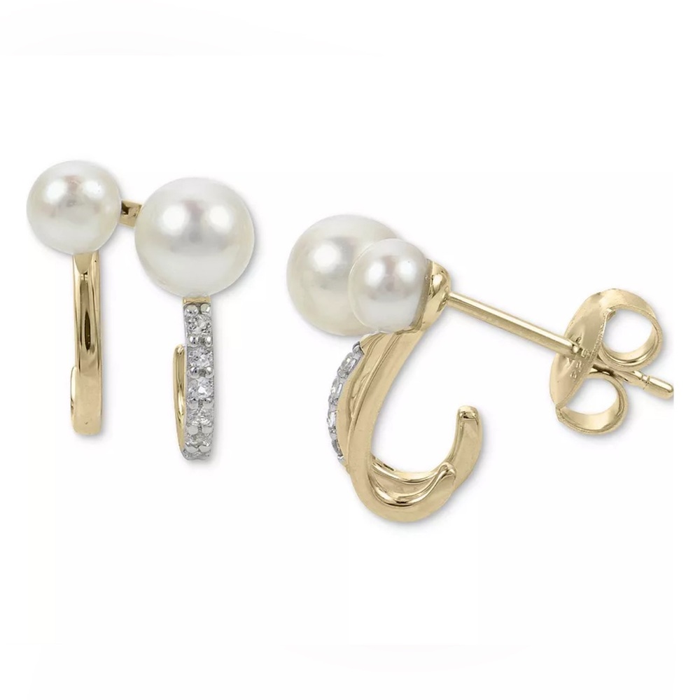 Macy’s Freshwater Pearl & Sapphire Stud Earrings